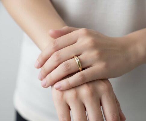 Gouden solitair ring met 0.04ct.