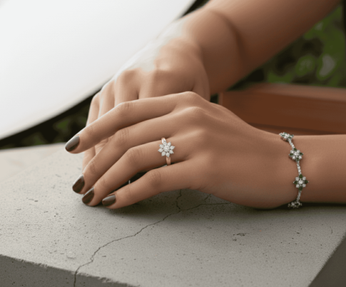 Bi color gouden ring met sterzetting