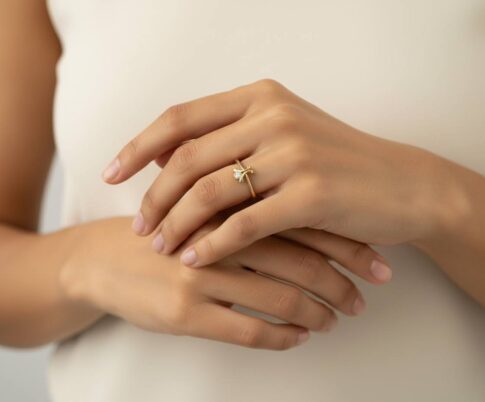 Gouden fantasie ring met diamant