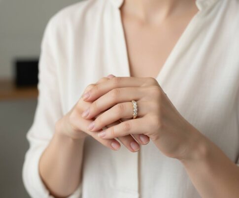 Bi color gouden ring met 5 diamanten