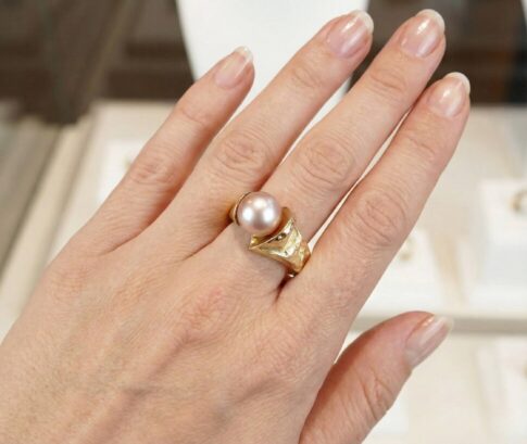 Gouden lapponia ring met parel