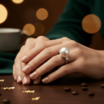 Wit gouden ring met parel en princess