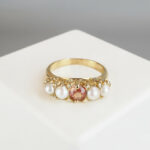 Gouden ring met parel en citrien