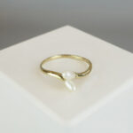 Gouden ring met dubbele parel