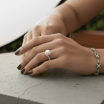 Gouden ring met parel & diamanten