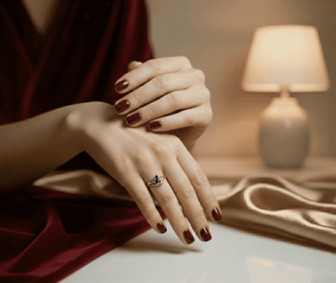 Gouden ring met marquise saffier