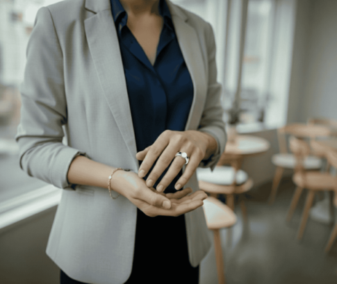 Wit gouden ring met parel en saffier