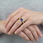 Gouden ring met synthetisch saffier