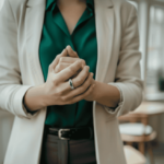 Wit gouden ring met saffier en briljanten