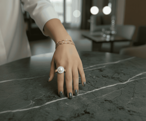 Bicolor gouden ring met parel en diamanten