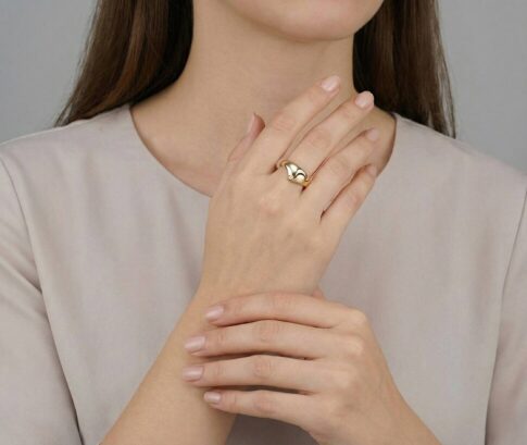 14 karaat fantasie ring met 1 briljant