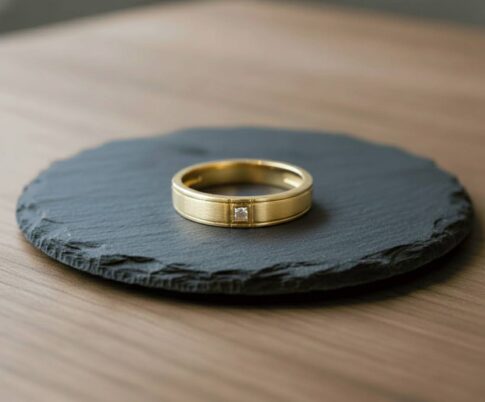 14 karaat gouden ring met 1 briljant