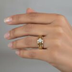 Geel gouden fantasie ring in marquise vorm