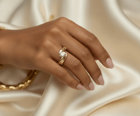 Geel gouden ring met 0.21ct diamant