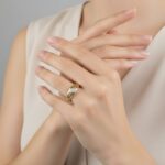 Geel gouden fantasie ring in marquise vorm