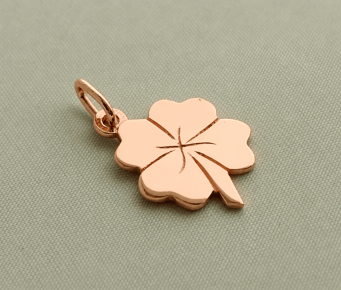 Rosé gouden klavertje vier hanger