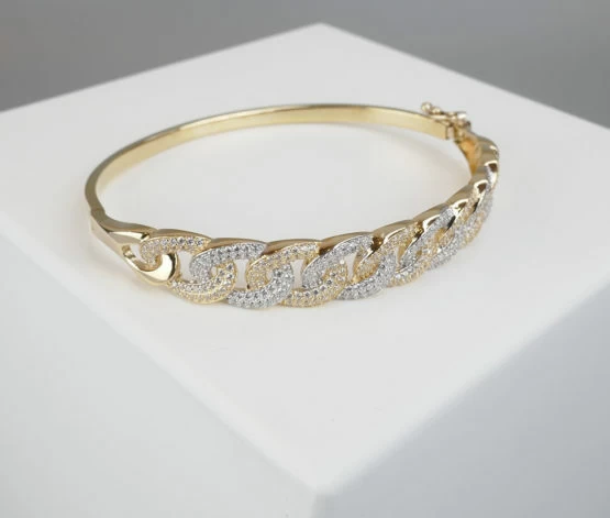 Christian bicolor gouden zirkonia slavenarmband