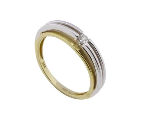 Bicolor gouden ring met solitair briljant