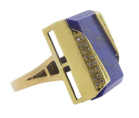 18 karaat gouden briljanten en lapis lazuli ring