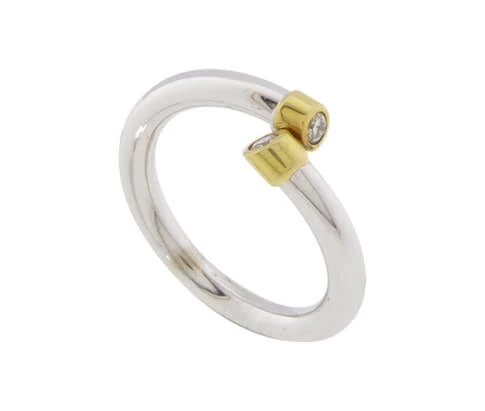 Bicolor ring met 2 briljanten