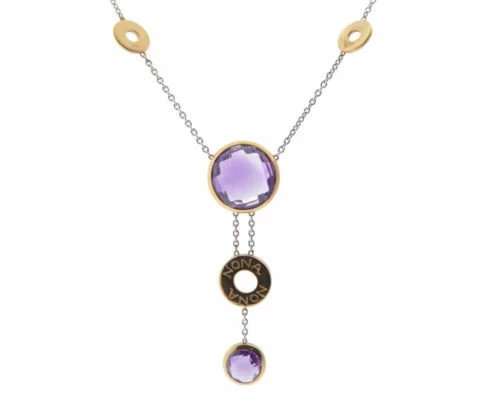 18 karaat gouden bicolor collier met amethist