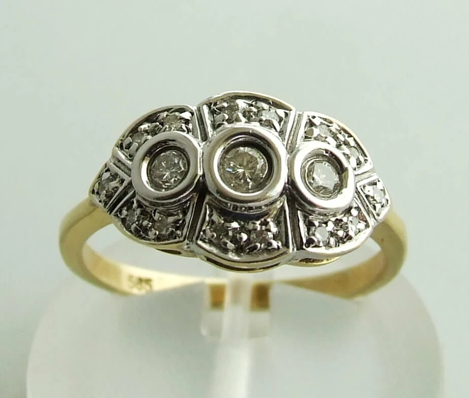 Gouden bicolor ring met briljanten