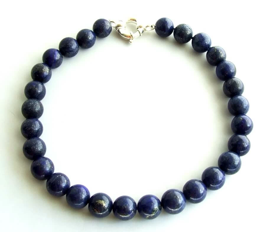 Lapis lazuli collier met wit gouden slot