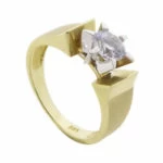 Geel gouden ring met zirkonia