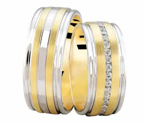Bicolor trouwringen met 0.37 ct. diamanten