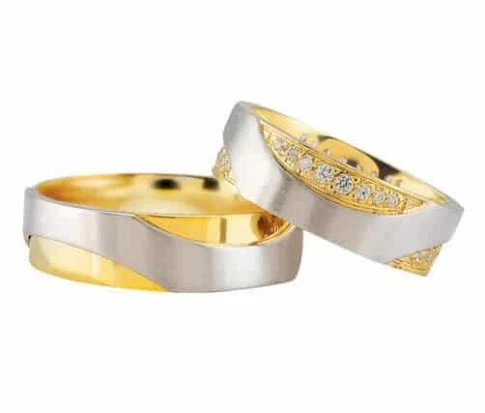 Bicolor trouwringen met diamanten