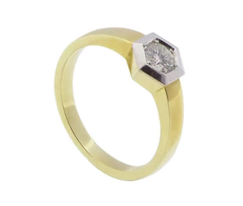 Christian bicolor gouden ring met briljant