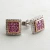 Wit gouden oorbellen met diamanten en amethyst