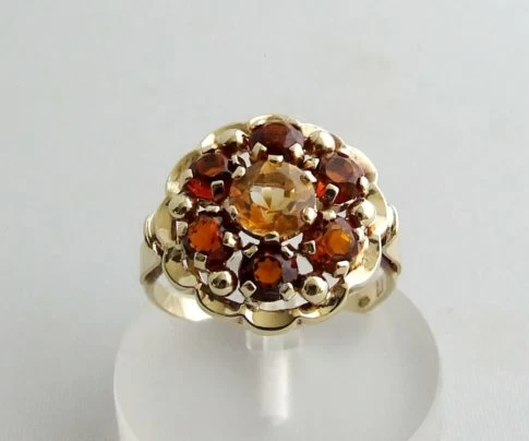 Gouden ring met citrien en granaat