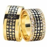 Fantasie Trouwringen Met 2 Rijen Diamanten