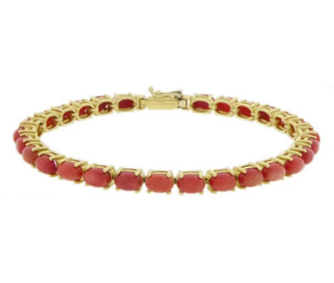 Gouden armband met bloedkoraal
