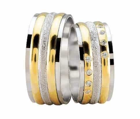 Trouwringen diamond coated bicolor