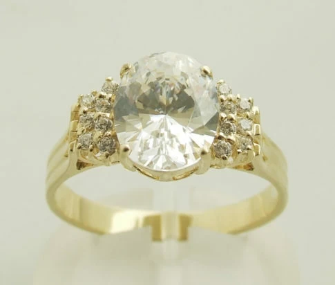 Geel gouden Christian ring met zirkonia