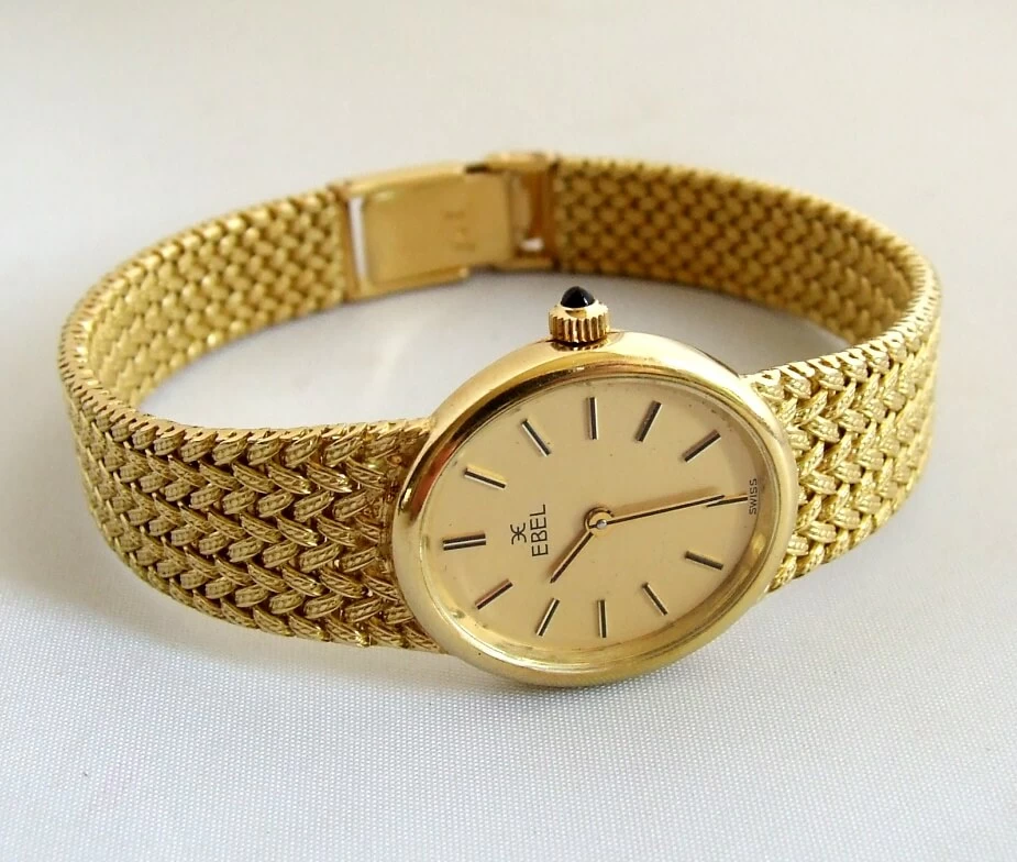 Geel gouden Ebel horloge