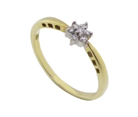 Occasion geel gouden ring met diamant