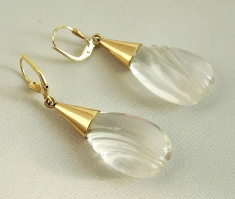 Gouden oorbellen met bergkristal