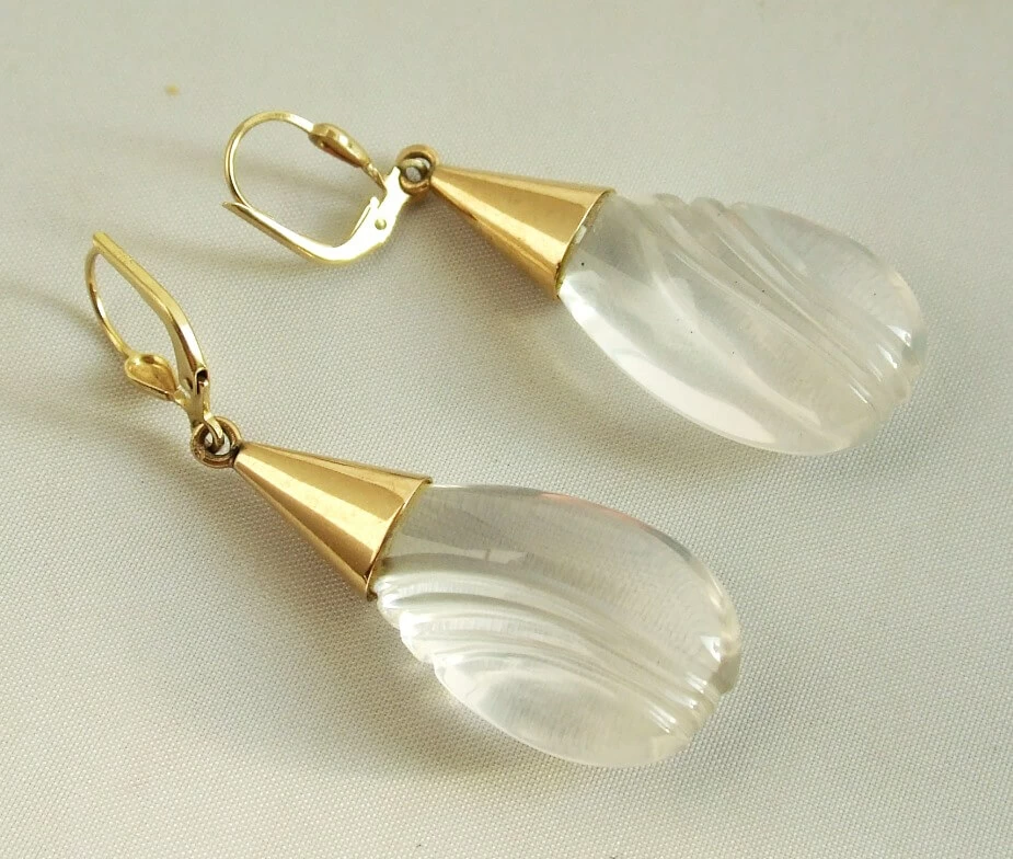 Gouden oorbellen met bergkristal
