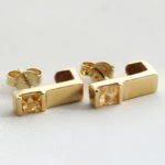 Geel gouden oorbellen met citrien