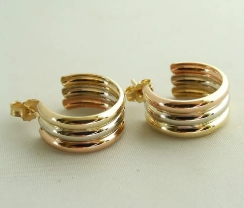 Gouden tricolor oorbellen