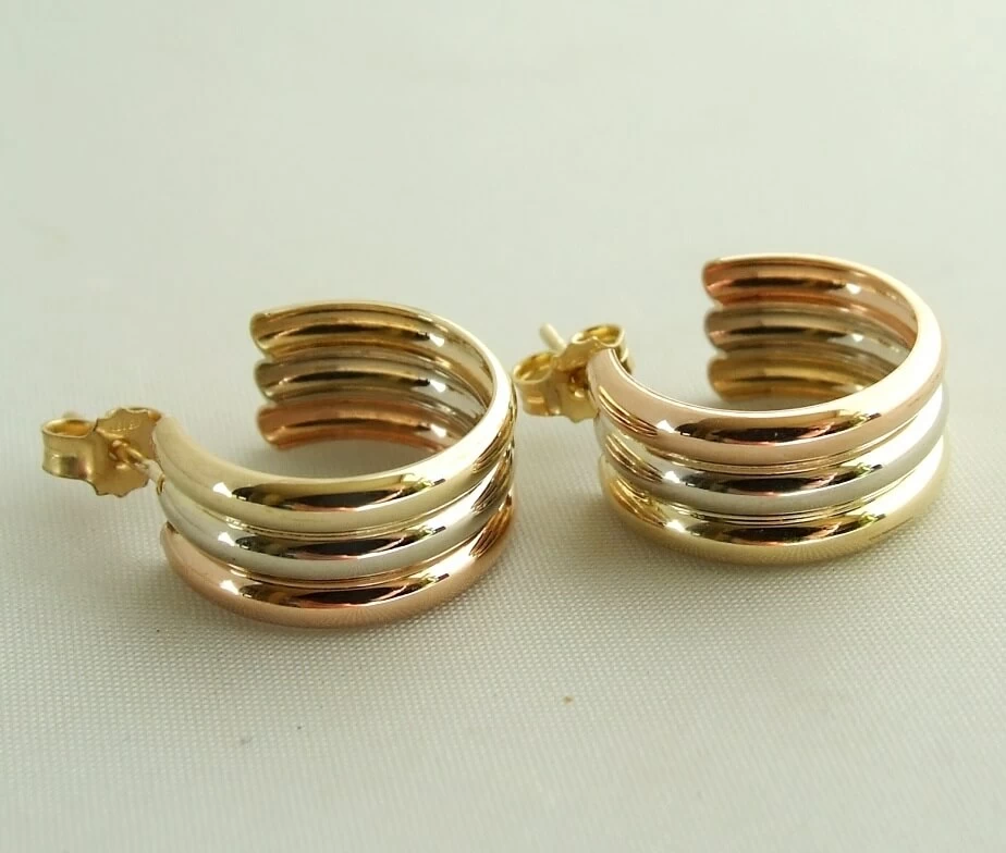 Gouden tricolor oorbellen