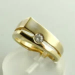 Geel gouden Christian zirkonia ring