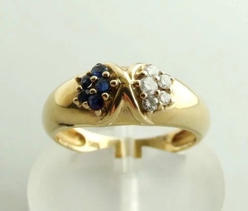 Occasion diamanten en saffieren ring