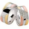 Tricolor trouwringen met diamanten