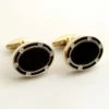 Gouden diamanten manchetknopen met onyx