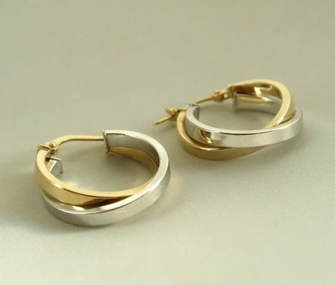 Gouden bicolor oorbellen