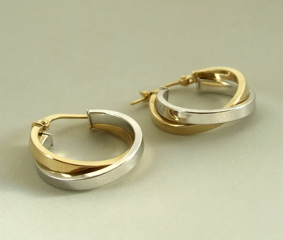 Gouden bicolor oorbellen